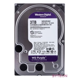 Western Digital 3,5 3000GB belső SATAIII 5400RPM 256MB PURPLE WD33PURZ winchester 3 év