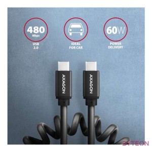 Axagon BUCM-CM20TB 1,1m USB C csavart fekete adat- és töltőkábel