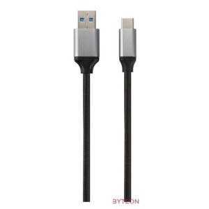 AVAX CB301G STEELY 1,5m 3A USB A-Type-C gyorstöltő sodorszálas acélszürke adat- és töltőkábel