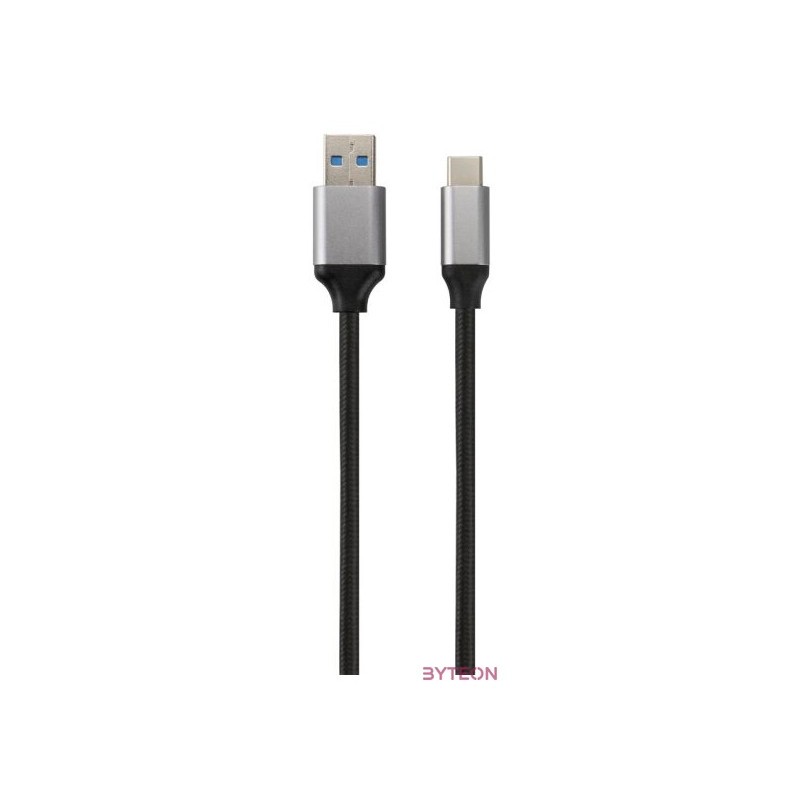 AVAX CB301G STEELY 1,5m 3A USB A-Type-C gyorstöltő sodorszálas acélszürke adat- és töltőkábel