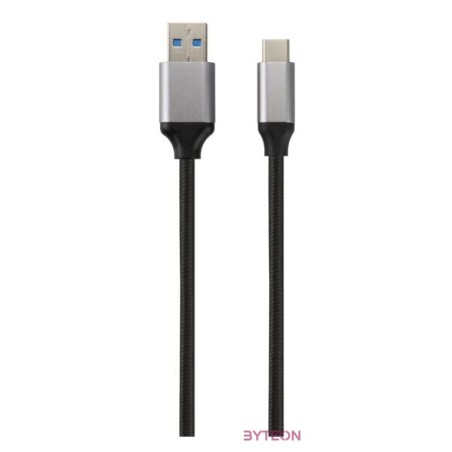 AVAX CB301G STEELY 1,5m 3A USB A-Type-C gyorstöltő sodorszálas acélszürke adat- és töltőkábel