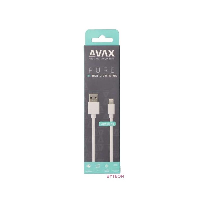 AVAX CB104W PURE 1m 2,1A USB A-Lightning fehér adat- és töltőkábel