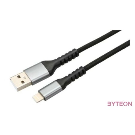 AVAX CB401G STEELY 1,5m 20W USB A-Lightning gyorstöltő sodorszálas acélszürke adat- és töltőkábel