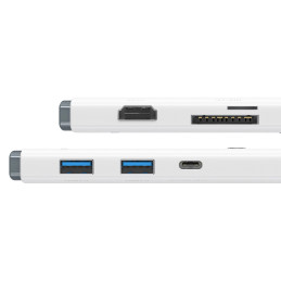 6in1 Baseus Lite sorozat USB-C 2x USB 3.0 + USB-C PD + HDMI + SD/TF hub (fehér)