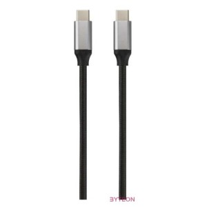 AVAX CB302G STEELY 1,5m 60W Type-C gyorstöltő sodorszálas acélszürke adat- és töltőkábel