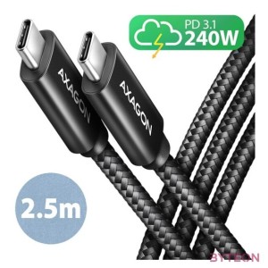 Axagon BUCM2-CM25AB 2,5m USB C fekete adat- és töltőkábel