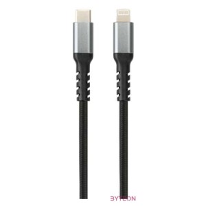 AVAX CB402G STEELY 1,5m 20W Type-C-Lightning gyorstöltő sodorszálas acélszürke adat- és töltőkábel