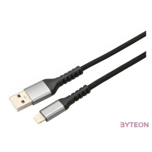 AVAX CB401G STEELY 1,5m 20W USB A-Lightning gyorstöltő sodorszálas acélszürke adat- és töltőkábel
