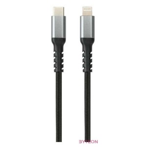 AVAX CB402G STEELY 1,5m 20W Type-C-Lightning gyorstöltő sodorszálas acélszürke adat- és töltőkábel