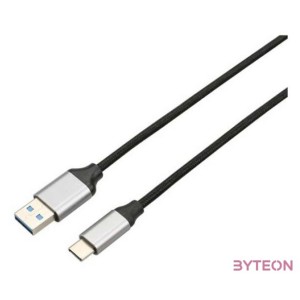 AVAX CB301G STEELY 1,5m 3A USB A-Type-C gyorstöltő sodorszálas acélszürke adat- és töltőkábel