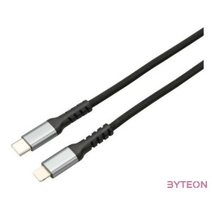 AVAX CB402G STEELY 1,5m 20W Type-C-Lightning gyorstöltő sodorszálas acélszürke adat- és töltőkábel