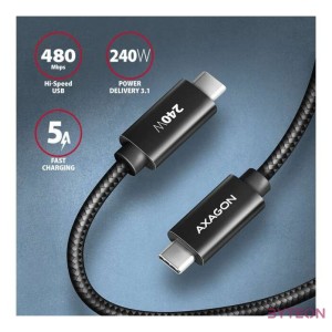 Axagon BUCM2-CM30AB 3m USB C fekete adat- és töltőkábel
