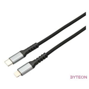 AVAX CB402G STEELY 1,5m 20W Type-C-Lightning gyorstöltő sodorszálas acélszürke adat- és töltőkábel