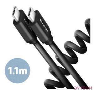 Axagon BUCM-CM20TB 1,1m USB C csavart fekete adat- és töltőkábel