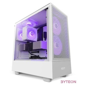 NZXT H5 Flow 2023 RGB Fehér (Táp nélküli) ablakos MATX ház