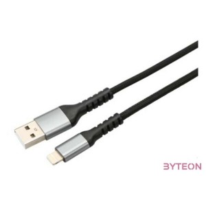 AVAX CB401G STEELY 1,5m 20W USB A-Lightning gyorstöltő sodorszálas acélszürke adat- és töltőkábel