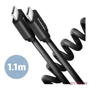 Axagon BUCM-CM20TB 1,1m USB C csavart fekete adat- és töltőkábel
