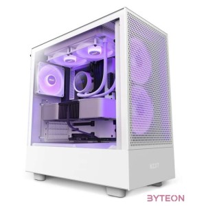 NZXT H5 Flow 2023 RGB Fehér (Táp nélküli) ablakos MATX ház