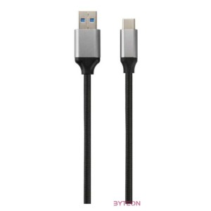 AVAX CB301G STEELY 1,5m 3A USB A-Type-C gyorstöltő sodorszálas acélszürke adat- és töltőkábel