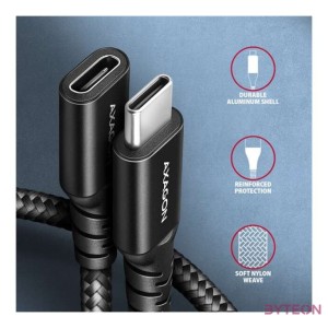 Axagon BUCM32-CF10AB 1m USB C fekete hosszabbító kábel