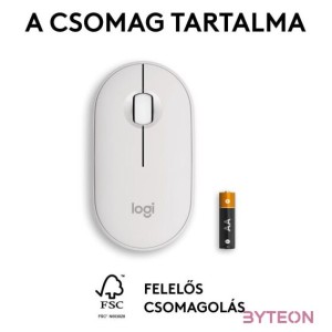 Logitech Pebble Mouse 2 vezeték nélküli fehér egér