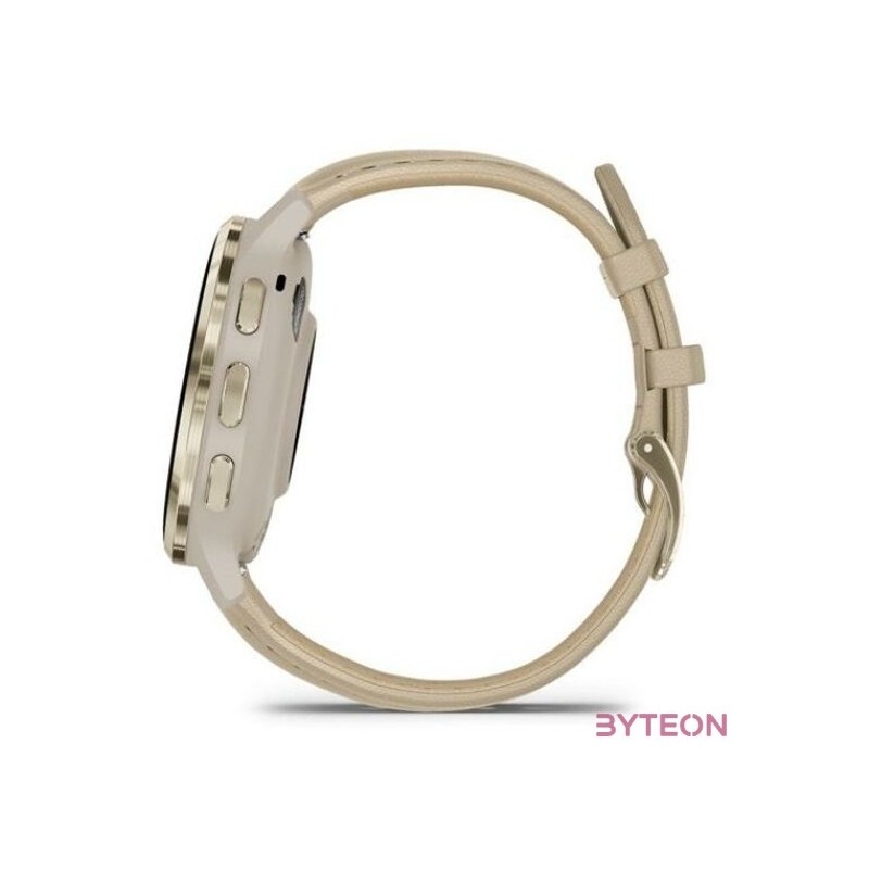 Garmin Venu 3S francia szürke-krémarany, bőr és szilikon szíjjal okosóra