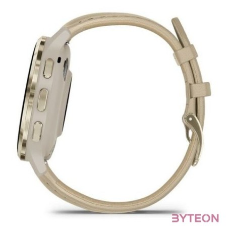 Garmin Venu 3S francia szürke-krémarany, bőr és szilikon szíjjal okosóra