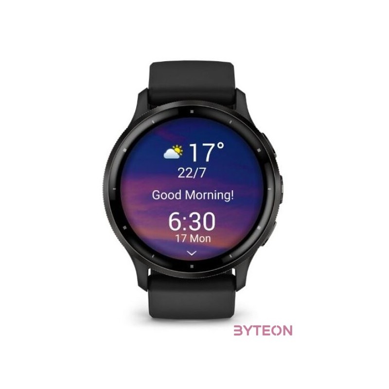 Garmin Venu 3 fekete, fekete kerettel, szilikon szíjjal okosóra