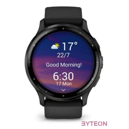 Garmin Venu 3 fekete, fekete kerettel, szilikon szíjjal okosóra