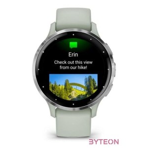 Garmin Venu 3S zsálya, ezüst kerettel, szilikon szíjjal okosóra