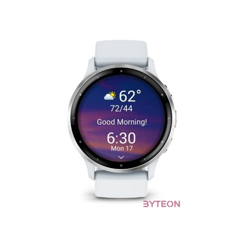 Garmin Venu 3 homokkő, ezüst kerettel, szilikon szíjjal okosóra