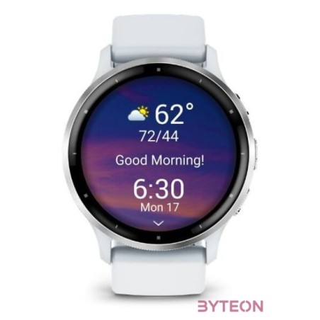 Garmin Venu 3 homokkő, ezüst kerettel, szilikon szíjjal okosóra