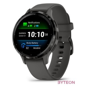 Garmin Venu 3S szürke, szürke kerettel, szilikon szíjjal okosóra