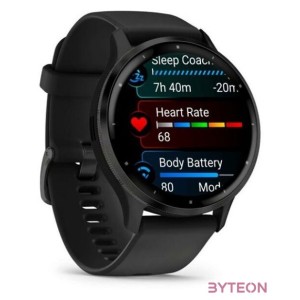 Garmin Venu 3 fekete, fekete kerettel, szilikon szíjjal okosóra