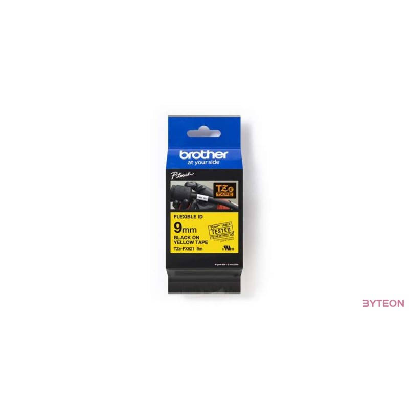 Brother TZE-FX621 (9mm, 8m) flexibilis szalag - Sárga