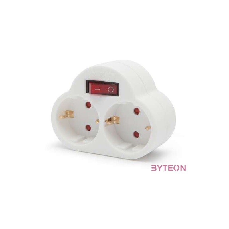 Delight 230V 10A Földelt kapcsolós 2-es elosztó