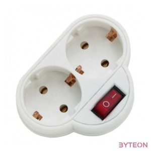 Delight 230V 10A Földelt kapcsolós 2-es elosztó