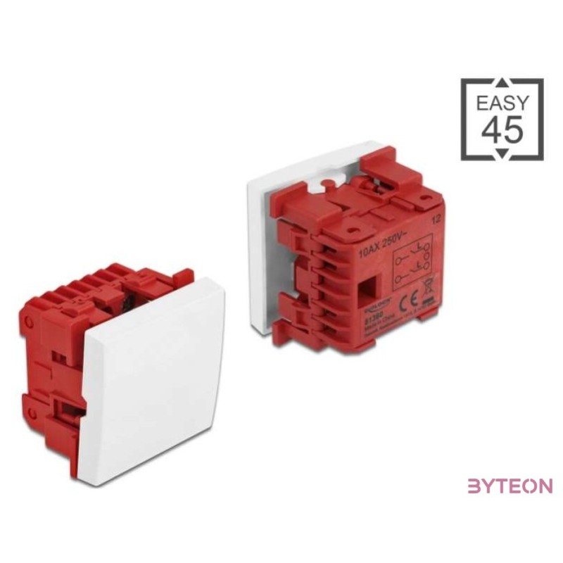 Delock 81360 Easy 45 45x45mm kétpólusú,egyirányú fehér egyes kapcsoló