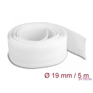 Delock 20817 5mx19mm fehér tépőzáras fonott kábelharisnya