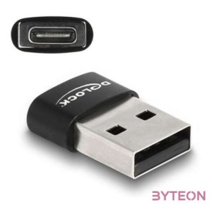 Delock 60002 USB-A 2.0 apa - USB-C anya fekete adapter