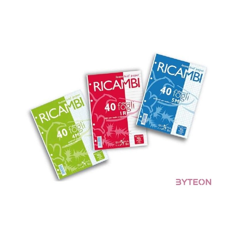 Pigna Ricambi A5 40 lapos fehér vonalas gyűrűs könyv betét