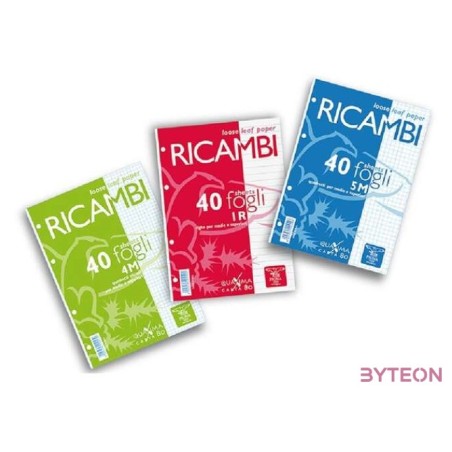 Pigna Ricambi A5 40 lapos fehér vonalas gyűrűs könyv betét