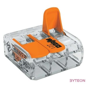 WAGO 221-613 30db,csomag 41A,450V leágazás 3x 0,5-6mm2 átlátszó  vezetékösszekötő