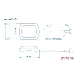 Teltonika PR1KSG30 GNSS ragasztással rögzíthető SMA antenna