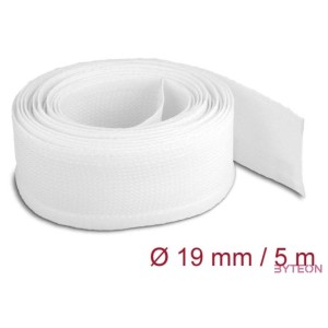 Delock 20817 5mx19mm fehér tépőzáras fonott kábelharisnya