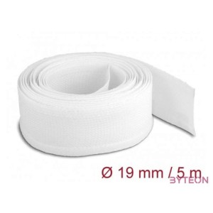 Delock 20817 5mx19mm fehér tépőzáras fonott kábelharisnya