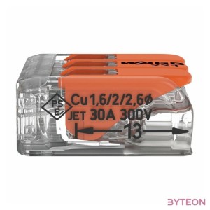 WAGO 221-613 30db,csomag 41A,450V leágazás 3x 0,5-6mm2 átlátszó  vezetékösszekötő