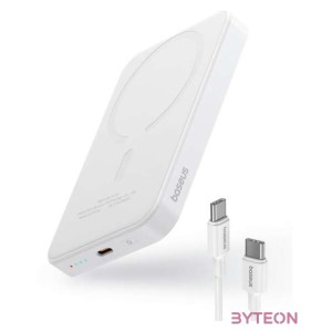 Baseus Mágneses Mini Powerbank, 5000mAh, USB-C, 20W (fehér)