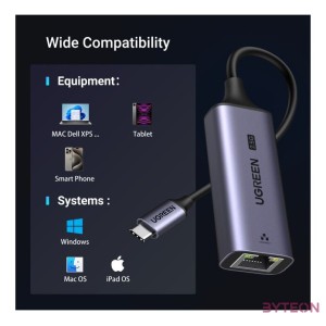 UGREEN CM648 USB-C RJ45 Adapter Ethernet, 2,5G (fekete)