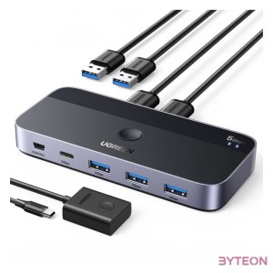 UGREEN CM662 USB 3.0 switch 2 bemenet 4 kimenet (fekete)